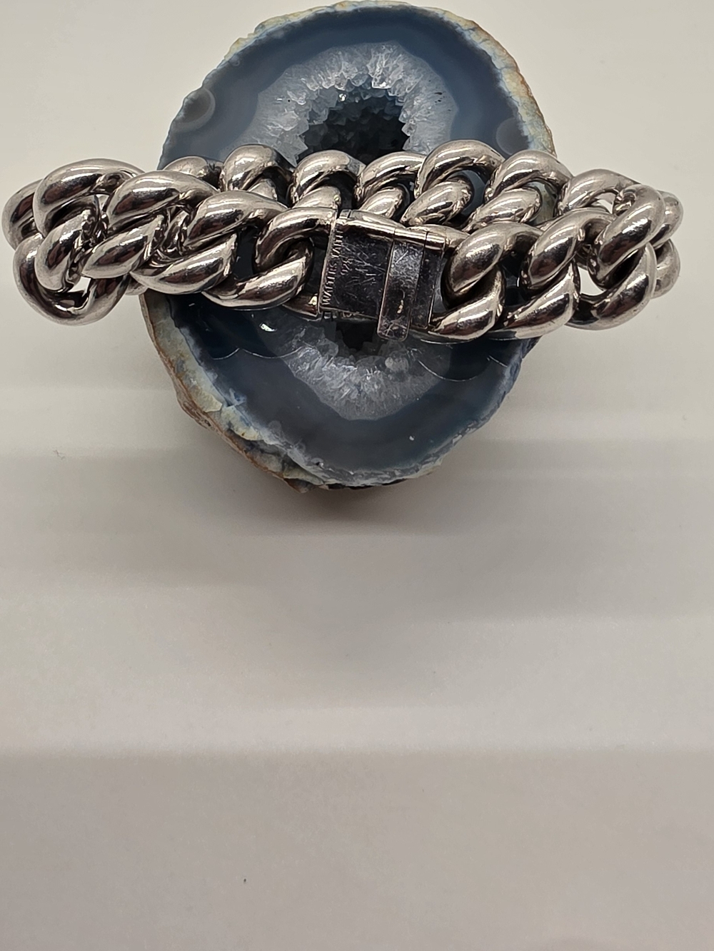 Heavy Curb Link Bracelet in Sterling Silver 925. - Picture 7 of 8